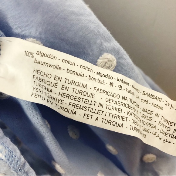Zara Perwinkle Cotton Embroidered Polka Blouse S - Picture 8 of 8